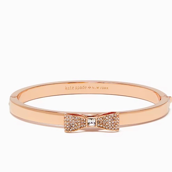 NWT Kate Spade Ready Set Bow Pave Bow Bangle Rose gold. - Picture 2 of 5